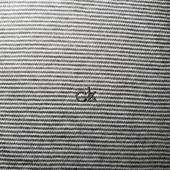 Calvin Klein - Mens Med - Liquid Touch Gray Striped Polo Cotton Shirt - Picture 6 of 10